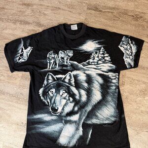 Vintage Wolf T-Shirt Men's XL Wolves Single Stitch 90s Made In USA Black Retro